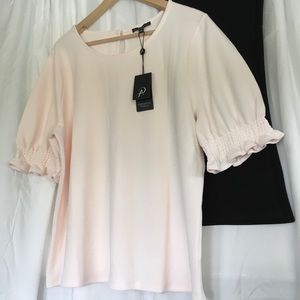 NWT Lovely Soft Blush Smocking Cuff Top